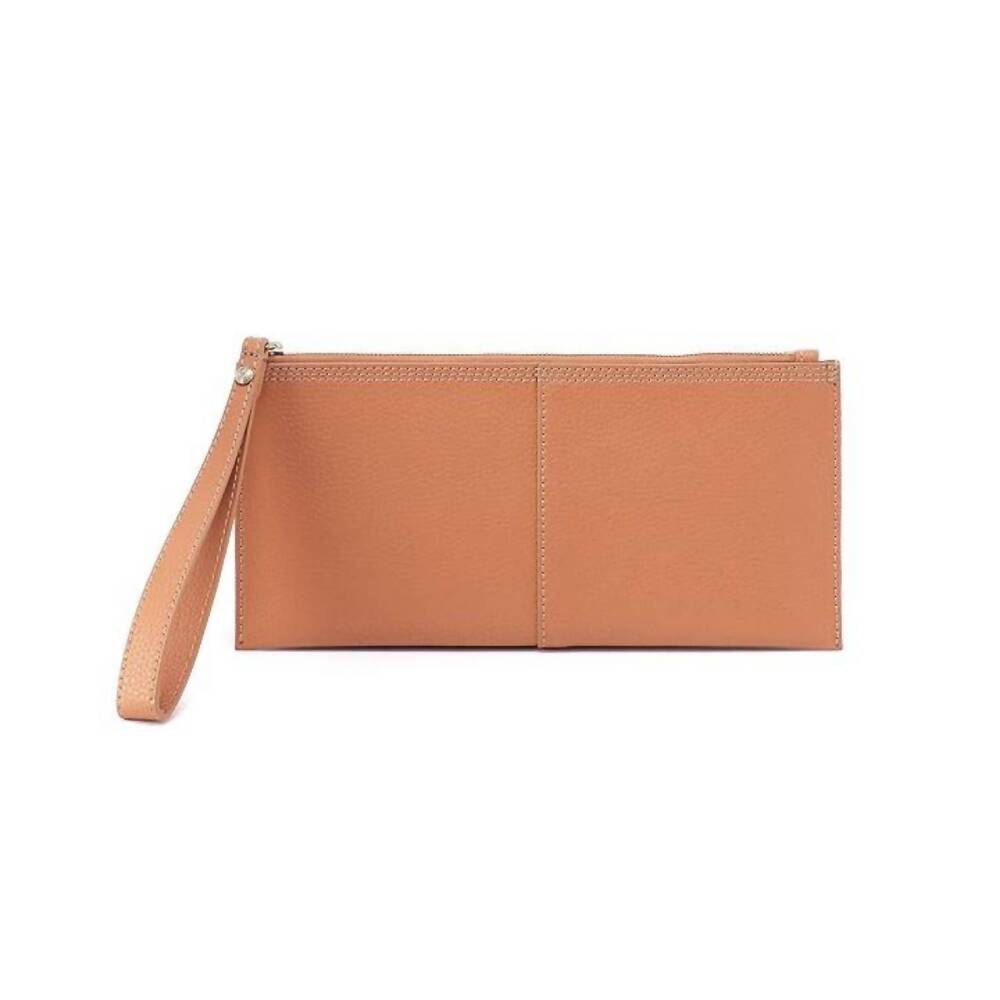 NEW HOBO women's vida large pouch wallet handbags in biscuit/coconut shell